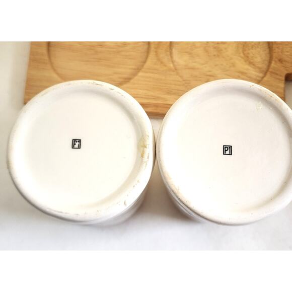 SALT & PEPPER/PIER 1-Set of Shakers With Wood Board Stand-Cork Tops-Set of 3 - Picture 5 of 10